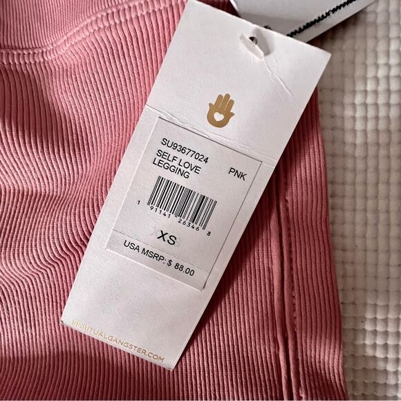 Spiritual Gangster Self Love Ribbed Laser Cut-Outs Leggings in Pink NWT - Picture 12 of 16